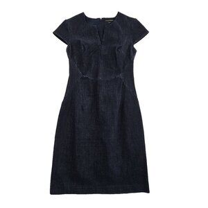 Banana Republic Angled Seam Pencil Dress Women's Sz 0 Short Sleeve Navy NWOT